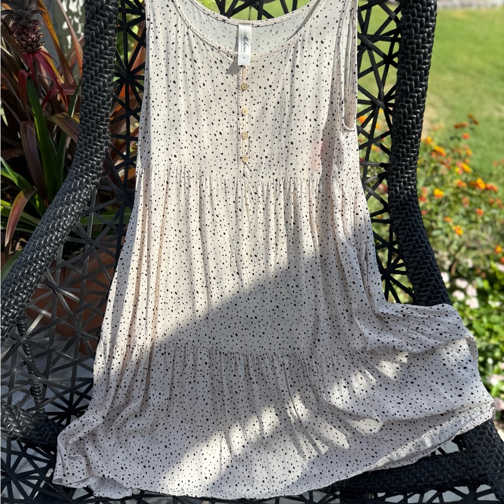 Silky Cream with Black  Dots summer dress